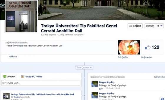 Trakya Üniversitesi Facebook'ta Klinik Açtı