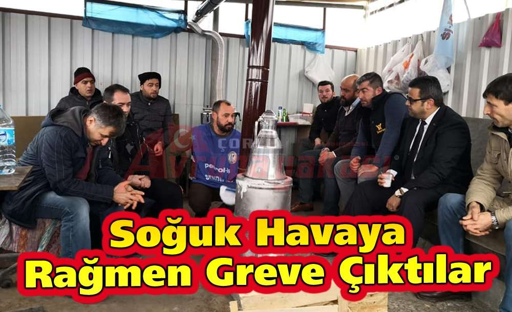 Soğuk Havaya Rağmen Greve Çıktılar