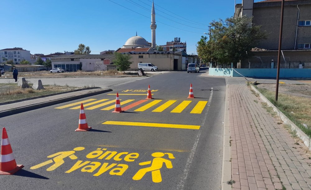 Ergene'de Yaya Geçitleri Boyanıyor