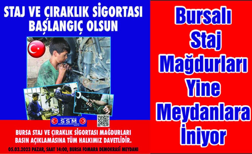 Bursalı Staj Mağdurları Yine Meydanlara İniyor