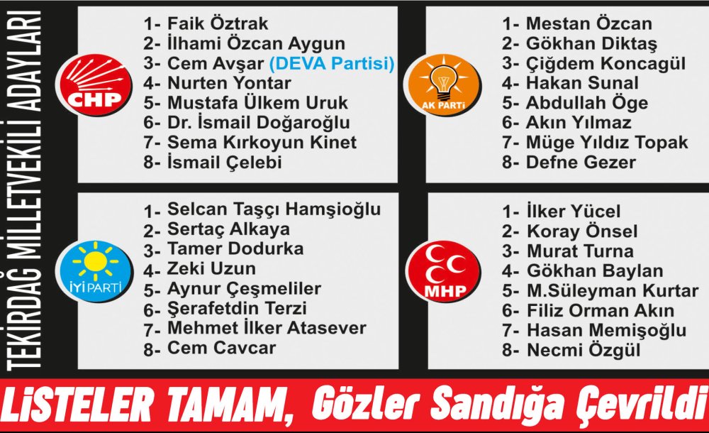 Listeler Tamam, Gözler Sandığa Çevrildi