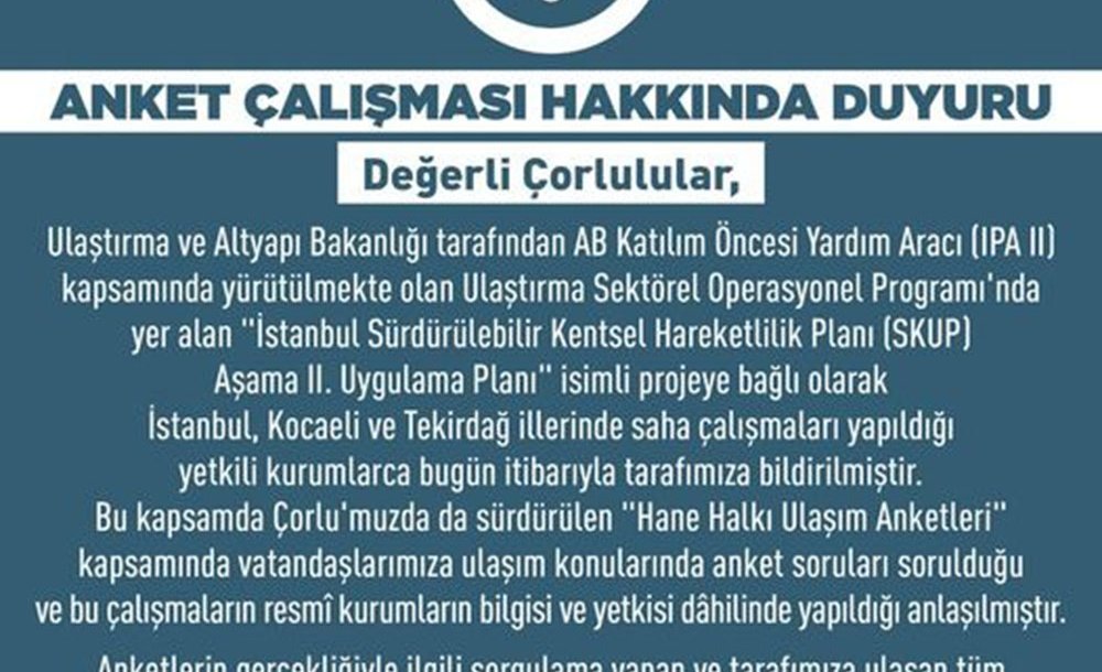 Belediyeden 'Anket Dolandırıcılığıyla' İlgili Yeni Açıklama