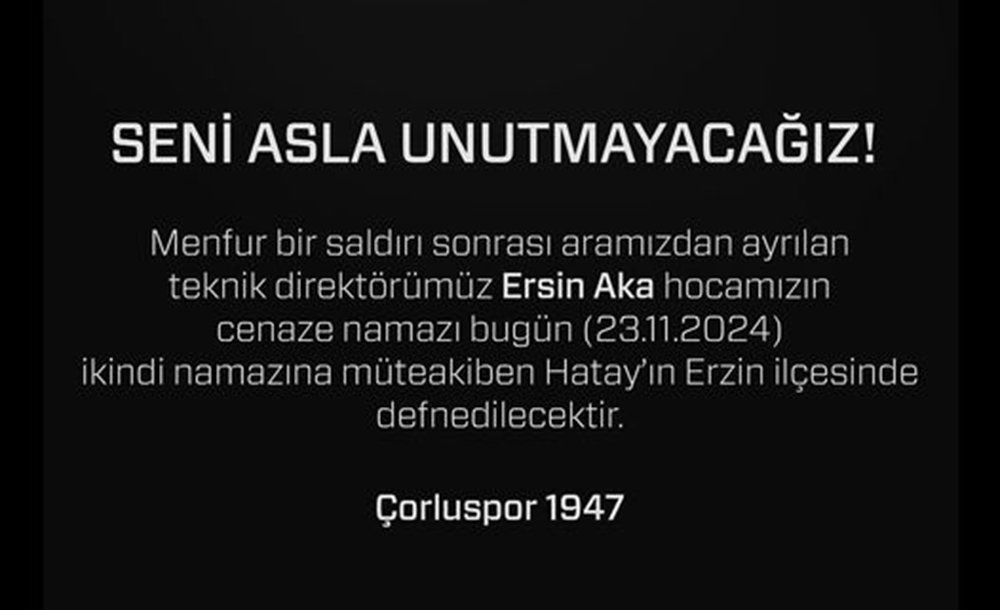 Teknik Direktör Ersin Aka Memleketi Hatay'da Toprağa Verildi 